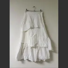 snidel ホワイト パッチワーク フレアロングスカート