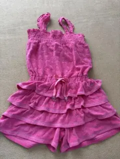 ピンク フリル付きショートオール