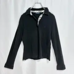 極美品✨ バーバリー バーバリーロンドン 長袖 ポロシャツ ノバチェック 黒