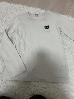 COMME des GARCONS 長袖Tシャツ ライトグレー ハートワッペン