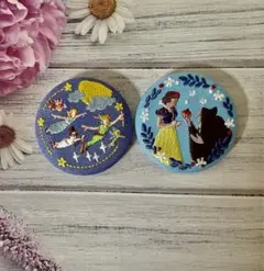 ディズニー刺繍缶バッチ　ピーターパン　白雪姫