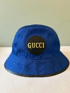 希少カラー GUCCI グッチ キャップ 帽子 ブルー ブラック ゴールド 