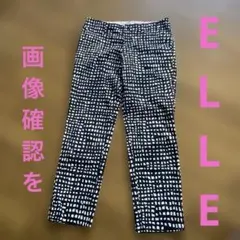ELLE パンツ ブラック ホワイト 総柄