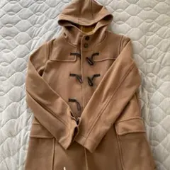 ベージュ ショートダッフルコート フード付き