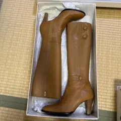 ブラウンロングブーツ 高ヒール サイドファスナー