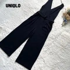 ユニクUNIQLO ポンチカシュクールオールインワン 体型カバー ストレッチ素材