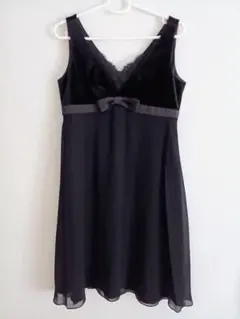 アダムエロペ 黒ドレスワンピ ベロア×シフォン M クリーニング済のサムネイル