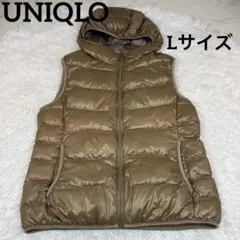 ⭐️UNIQLO レディース　フード付きダウンベスト　Lサイズ　ブラウン⭐️