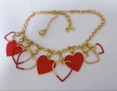 ケイトスペード　ハート型ネックレス　赤金