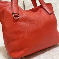コチネレ☆オールレザー トートバッグ A4 肩がけ オレンジ ビジネス