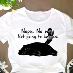 新品　猫　プリント　Tシャツ　カットソー　イラスト　XL　ホワイト　黒猫
