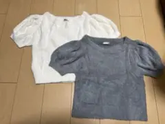 新品未使用 イング 半袖ニット 2点セット Mサイズ グレー ホワイト