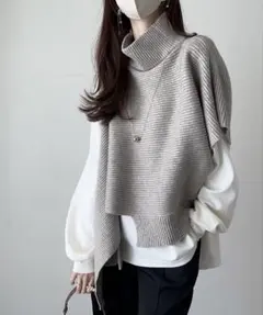 アシンメトリーニットベスト