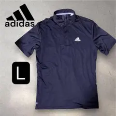 adidas アディダス 半袖ポロシャツ 黒 L ゴルフ　メンズスポーツ3ライン