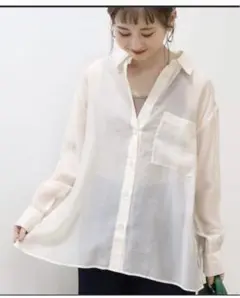 아메리칸 홀릭 시어 백 택셔츠 긴팔 블라우스 M사이즈