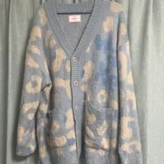 目黒蓮着用　wai kei レオパード柄 ニットカーディガン 目黒蓮着用✨wai keiレオパード柄ニットカーディガン水色