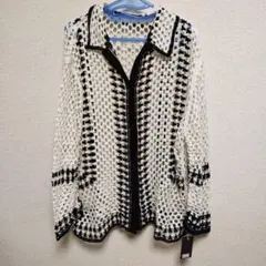 メッシュ編みカーディガン L