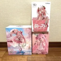 桜ミクフィギュア3 点セット(桜ドレス☆ぬーすと)