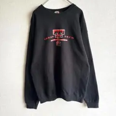 90s アメリカ古着　カレッジロゴ　テキサス工科大学　アメカジ　黒　ブラックXL