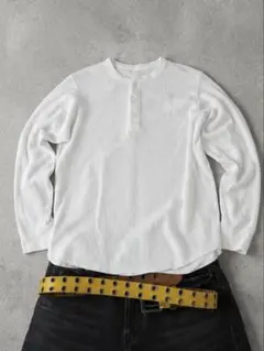 UNIQLO Mサイズ ワッフルヘンリーネックTシャツ 長袖