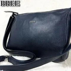 BREE 2way リュック ハンドバッグ レザー シボ革 ネイビー 保存袋付き 
