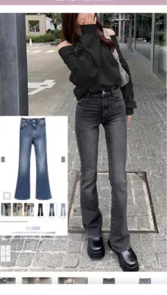 GRLグレイル ハイウエストフレアデニムパンツ［cu498］