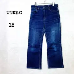 美脚ユニクロ UNIQLO ジーンズ デニム ワイド フレア ブルー 『L相当』