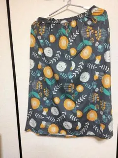 花柄フレアスカート グレー系　5Ｌ～6Ｌ　大きいサイズ　BARNDOOR