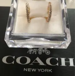 COACHフープピアス スワロフスキーゴールドロック式プレゼント