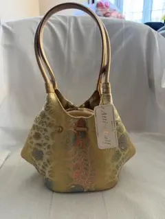 Attire Calf 和装用バッグ ゴールド 花柄　 振袖　袴などに合わせて。のサムネイル