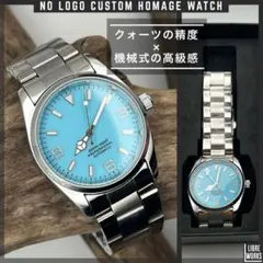 600円引中★35mm スイープ運針 カスタムウォッチ ノーロゴ ミラー ブルーのサムネイル