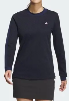 美品★adidas golf★2023モノグラム長袖モックネックシャツM紺