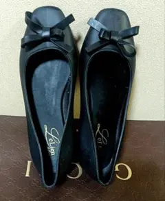 晴雨兼用リボン付きバレエレインシューズ　ブラック　 サイズ㊴　24.5cm　L