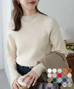 美品 DISCOAT リブハイネック プルオーバー ニット アイボリー