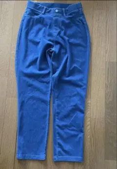 青 ハイウエスト スリムフィット デニムパンツ