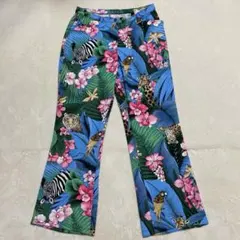 伊太利屋 ジャングル柄 アニマル総柄 パンツ ボタニカル ブルー ボトムスのサムネイル
