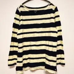 J.Crew ジェイクルー スラブコットン ボーダーロンT M 黄色 紺のサムネイル