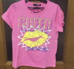 【良品】CHEER チアー 半袖Tシャツ L ピンク ロゴプリントのサムネイル