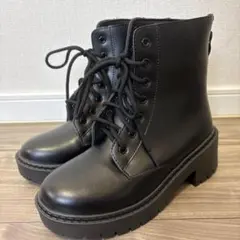 Lace Ladies 厚底レースアップショートブーツ22.5cm