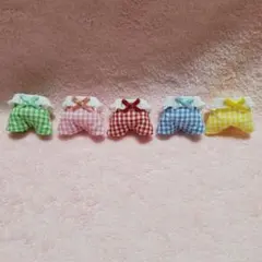 赤ちゃん　お洋服　フリルサロペット五点セット　チェック　リボン