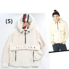 ☘️トミーフィルフィガー(S)ハーフジップテディーフーディーパーカー白系