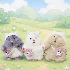 632 ふゎふゎ猫さん帽子ポシェットセット はむにぎり洋服 ぬいぐるみ