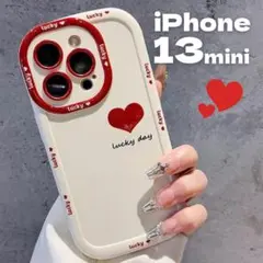 iPhone13miniホワイト ハート スマホケース 韓国　マット アイフォン