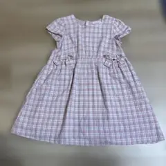 SLAP SLIP 半袖ワンピース 130サイズ ピンク系チェック