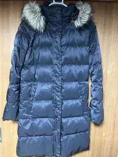 ファー付きフード ロングダウンジャケット 黒