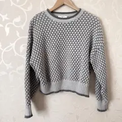 Samansa Mos2 セーター グレー ポップコーンニット 長袖