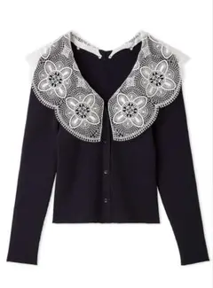 【SNIDEL】エンブロイダリーカラーニットトップス