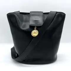 希少【CELINE】ショルダーバッグ　スターボール　バケツ型　レザー　ブラック