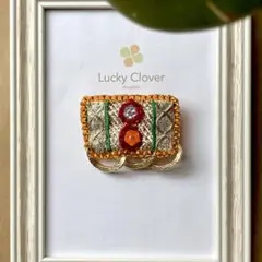 【ブローチ】インド刺繍リボンとビーズ∞おりえんたる2∞