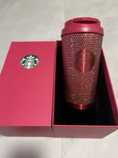 スターバックス　バレンタイン2026ステンレスタンブラー　ラインストーン　ピンク